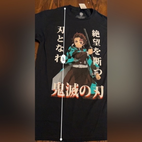 HOT TOPIC Demon Slayer tee tanjiro kanji men’s medium black shirt NWT Anime - Picture 6 of 9